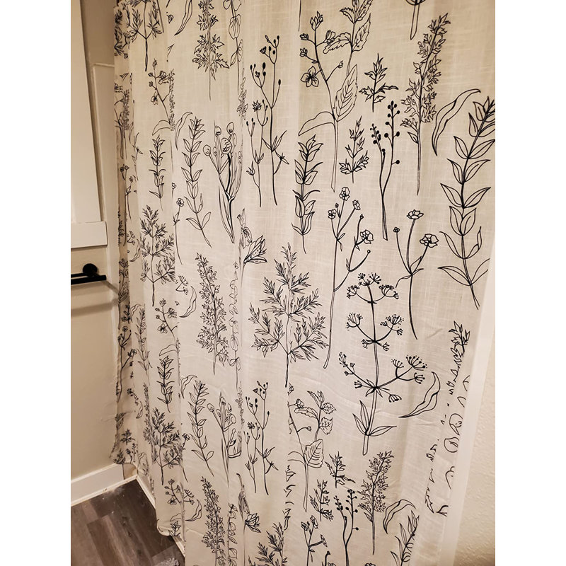 Red Barrel Studio?? Vintage Botanical Linen Shower Curtain for Bathroom ...